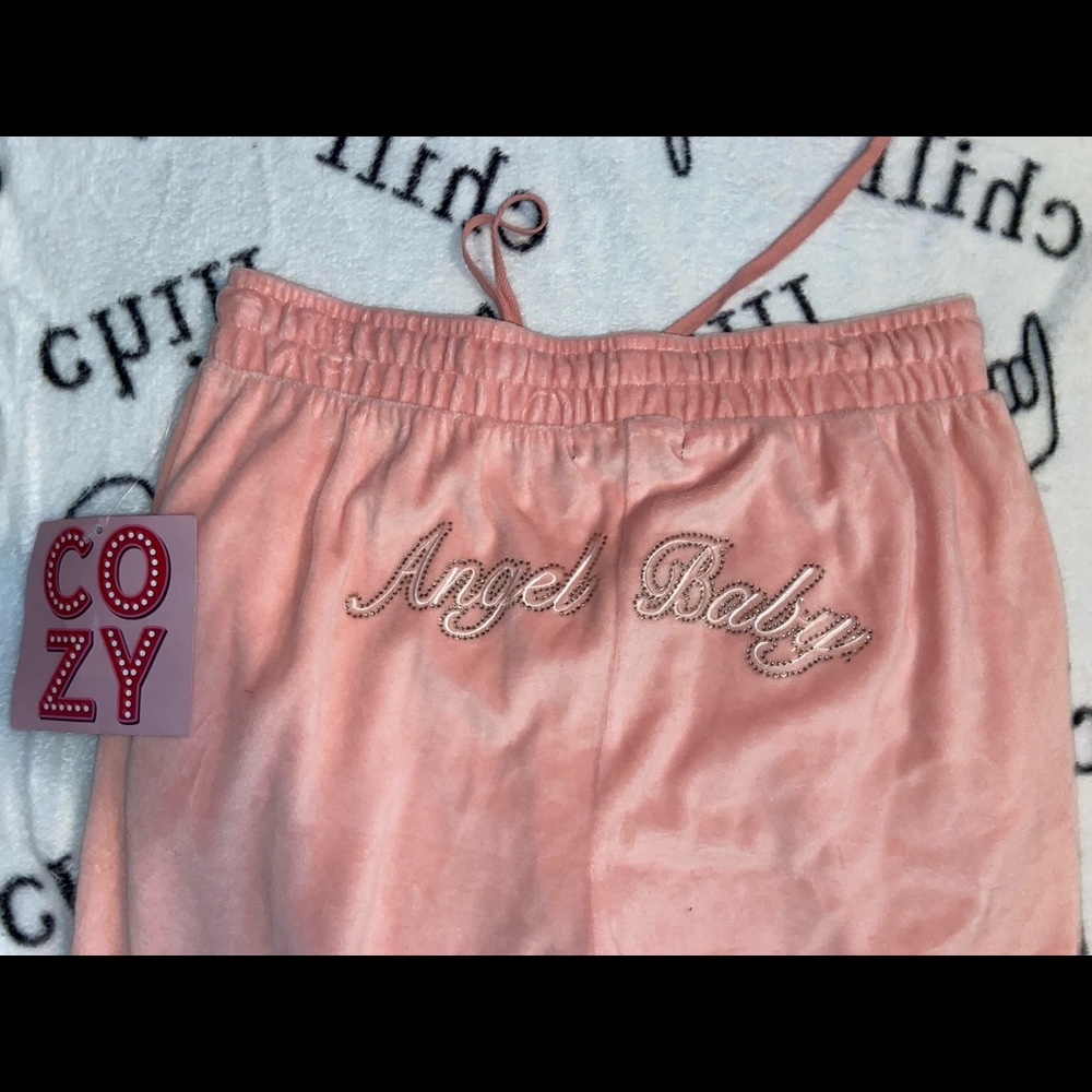 Pink fuzzy joggers
